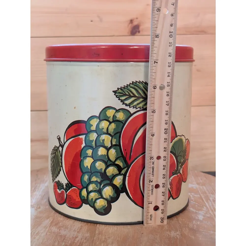 Vintage 1950s Ballonoff Fruit Nesting Canister Set Red Lids - MCM